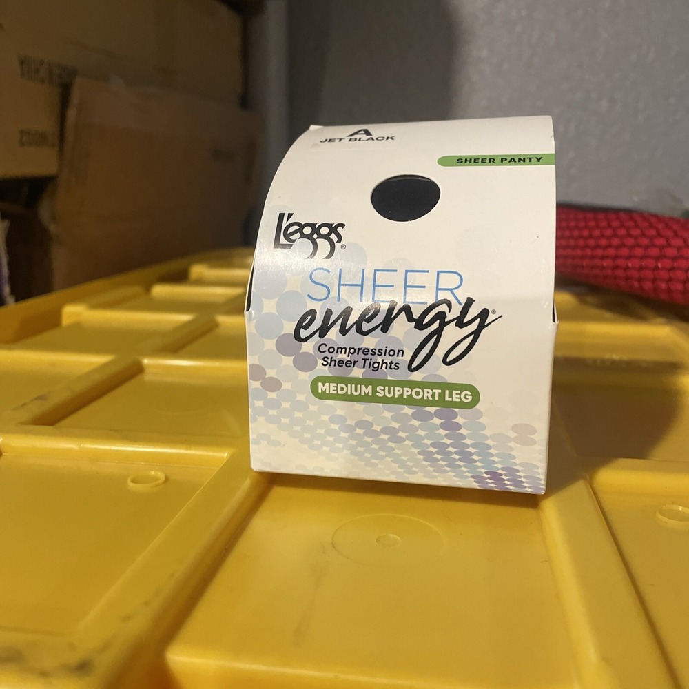 L'eggs Sheer‎ Energy Sheer Panty Medium Support Leg Tights JET BLACK Size A